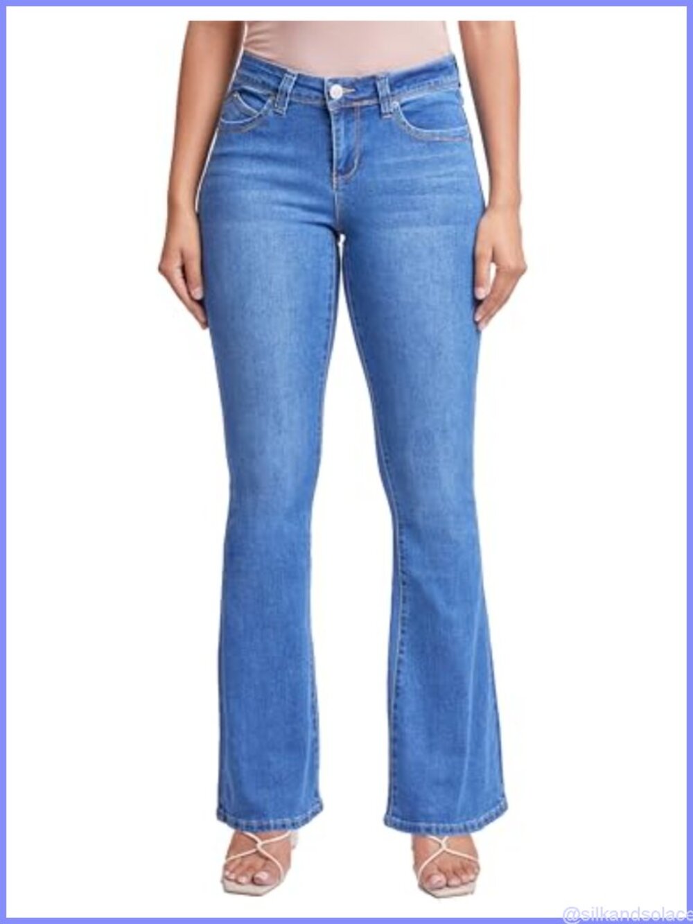 WannaBettaButt Low Rise Flare Jeans Recycled Fibers Knee Rips Frayed Hem